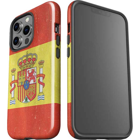 Spain Flag Distressed iPhone 14 Pro Impact Case